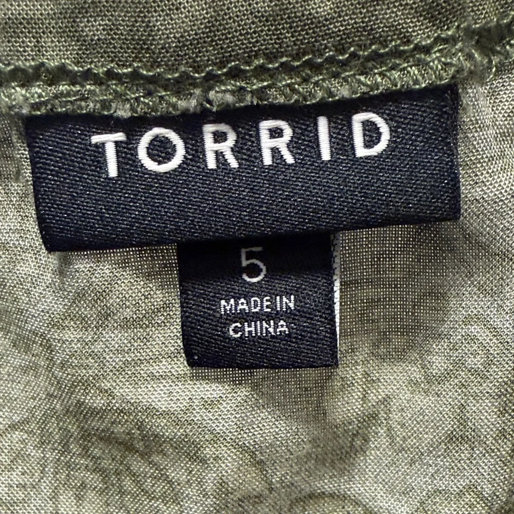 torrid Olive Floral V-Neck Wrap-Style Blouse - Picture 2 of 6